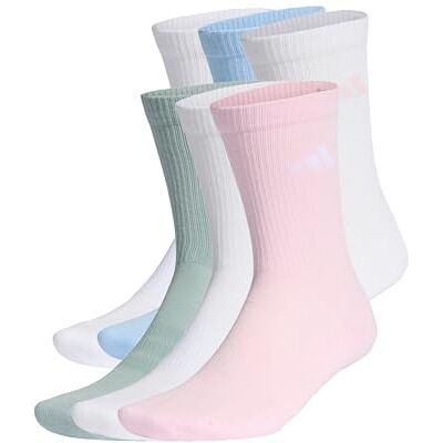 adidas unisex vuxen CUSHIONED CREW SOCKS 6 PAIR PACK, white/clear pink/glow blue/Wonder Sage, 45-48 adidas unisex vuxen CUSHIONED CREW SOCKS 6 PAIR PACK, white/clear pink/glow blue/Wonder Sage, 45-48