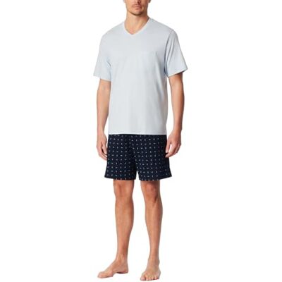 Schiesser Herrpyjamas kort V-ringad – nattkläder set, Ljusblå, 58 Schiesser Herrpyjamas kort V-ringad – nattkläder set, Ljusblå, 58