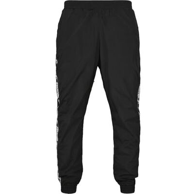 Starter Black Label Herr joggingbyxor med logo tejp, svarta joggingbyxor, träningsbyxor enfärgad, elastisk linning och fåll, storlek S till XXL Starter Black Label Herr joggingbyxor med logo tejp, svarta joggingbyxor, träningsbyxor enfärgad, elastisk linning och fåll, storlek S till XXL