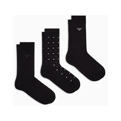 Giorgio Armani MAN'S ALLOVER EAGLE 3-PACK STRUMPOR KORT SVART TU, Svart, one size Giorgio Armani MAN'S ALLOVER EAGLE 3-PACK STRUMPOR KORT SVART TU, Svart, one size