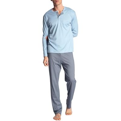 CALIDA Relax Choice pyjamas för män, tillverkad av 100% supima-bomull, med tygtäckt elastiskt midjeband, Placid Blue, 50 CALIDA Relax Choice pyjamas för män, tillverkad av 100% supima-bomull, med tygtäckt elastiskt midjeband, Placid Blue, 50