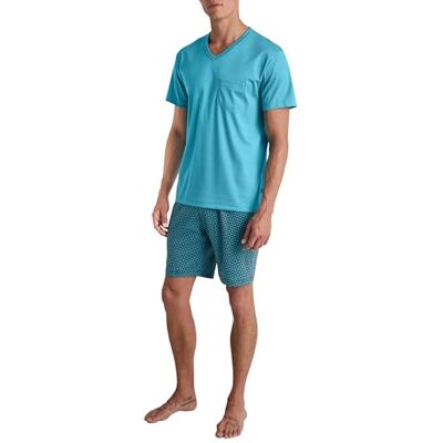 CALIDA Relax Streamline kort pyjamas herr, tillverkad av 100% bomull, Ljusblå, 46-48 CALIDA Relax Streamline kort pyjamas herr, tillverkad av 100% bomull, Ljusblå, 46-48