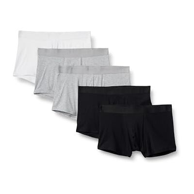 Amazon Essentials herr bomull jersey boxershorts underkläder, paket med 5, Grå ljung/svart/vit, XXL Amazon Essentials herr bomull jersey boxershorts underkläder, paket med 5, Grå ljung/svart/vit, XXL