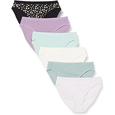 Amazon Essentials Women's Korta underkläder i bomull med höga ben (finns i plusstorlek), Pack of 6, Ditsy blomster/Flerfärgad/Prickar, L Amazon Essentials Women's Korta underkläder i bomull med höga ben (finns i plusstorlek), Pack of 6, Ditsy blomster/Flerfärgad/Prickar, L