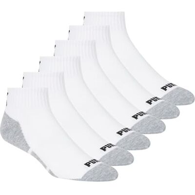 PUMA herrstrumpor (förpackning med 6), Vit/grå detalj, M PUMA herrstrumpor (förpackning med 6), Vit/grå detalj, M