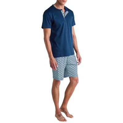 CALIDA Relax Streamline kort pyjamas herr, tillverkad av 100% bomull, Pottery Blue, 46-48 CALIDA Relax Streamline kort pyjamas herr, tillverkad av 100% bomull, Pottery Blue, 46-48