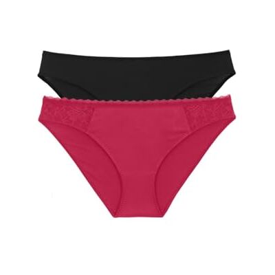 DORINA SONIA-2PP-Brief Sonia Pack med två trosor hel spets och mikrofiber eller mikrofiber, röd och svart, XXL, Röd/svart, XXL DORINA SONIA-2PP-Brief Sonia Pack med två trosor hel spets och mikrofiber eller mikrofiber, röd och svart, XXL, Röd/svart, XXL