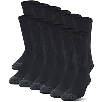 Gildan Herr polyester Half Cushion Crew strumpor, 12-pack, svart, svart Gildan Herr polyester Half Cushion Crew strumpor, 12-pack, svart, svart