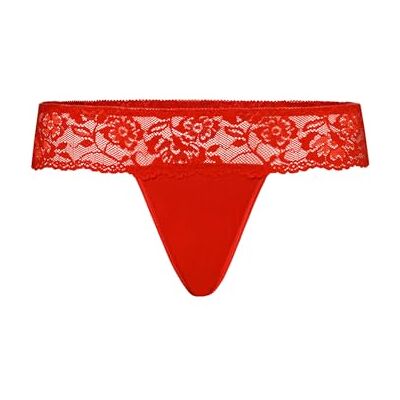 Teyli Stringtrosa för kvinnor dekorerad med delikat spets – stringtrosor och stringtrosor för kvinnor av transparent mesh – tanger, röd, L Teyli Stringtrosa för kvinnor dekorerad med delikat spets – stringtrosor och stringtrosor för kvinnor av transparent mesh – tanger, röd, L