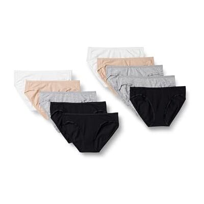 Amazon Essentials Women's Bikinitrosor underkläder i bomull (finns i plusstorlek), Pack of 10, Grå ljung/Ljusrosa/Svart/Vit, S Amazon Essentials Women's Bikinitrosor underkläder i bomull (finns i plusstorlek), Pack of 10, Grå ljung/Ljusrosa/Svart/Vit, S