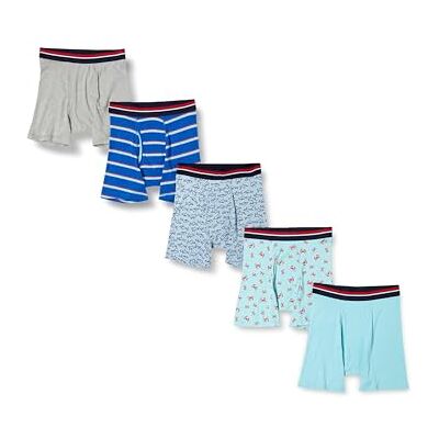 Amazon Essentials Men's Märkesfria boxertrosor, Pack of 5, Blå Rand/Grå ljung/Hajar/Krabbor/Ljusblå, XL Amazon Essentials Men's Märkesfria boxertrosor, Pack of 5, Blå Rand/Grå ljung/Hajar/Krabbor/Ljusblå, XL