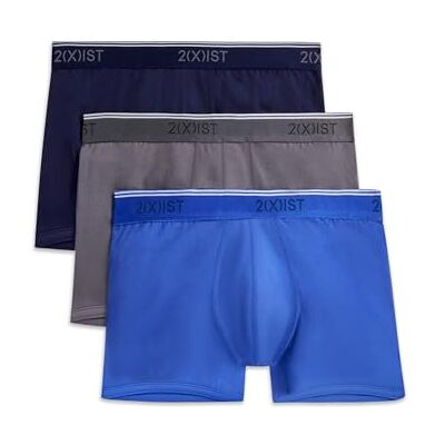 2(X)IST 2(x) ist Herr bomull stretch No Show Trunk 3-pack badbyxor (förpackning med 3), Eclips/linne/bly, blå, XL 2(X)IST 2(x) ist Herr bomull stretch No Show Trunk 3-pack badbyxor (förpackning med 3), Eclips/linne/bly, blå, XL