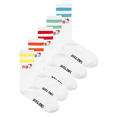 JACK & JONES Bestseller A/S Jacpride Stripe Tennis 5-pack strumpor, vit/förpackning: vit-vit, en storlek, Vit/förpackning: vit – vit – vit – vit JACK & JONES Bestseller A/S Jacpride Stripe Tennis 5-pack strumpor, vit/förpackning: vit-vit, en storlek, Vit/förpackning: vit – vit – vit – vit