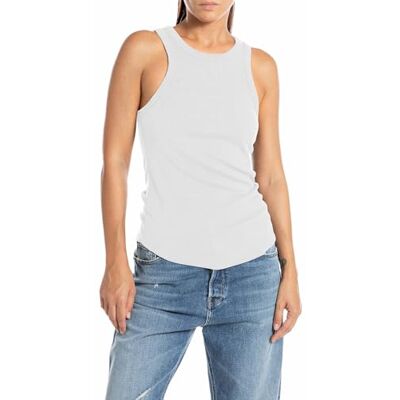 Replay Rib linne för kvinnor, 001 vit, XL Replay Rib linne för kvinnor, 001 vit, XL