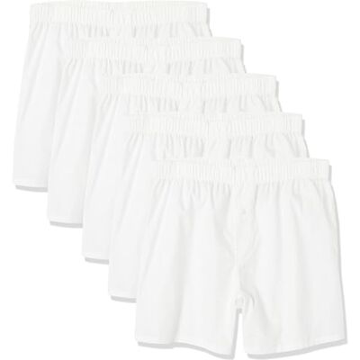 Amazon Essentials herrboxershorts i vävd bomull (finns i stora och långa), 5-pack, vita, 3X-Large Amazon Essentials herrboxershorts i vävd bomull (finns i stora och långa), 5-pack, vita, 3X-Large