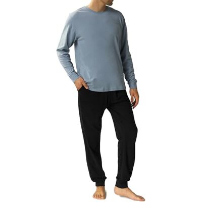 aTlaNTIC underwear Solid Peach Effect pyjamas för män, blå/svart, L aTlaNTIC underwear Solid Peach Effect pyjamas för män, blå/svart, L