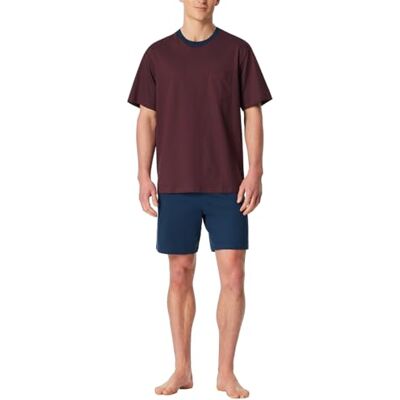 Schiesser Herrpyjamas kort rund hals – nattkläder set, Röd 2, 50 Schiesser Herrpyjamas kort rund hals – nattkläder set, Röd 2, 50
