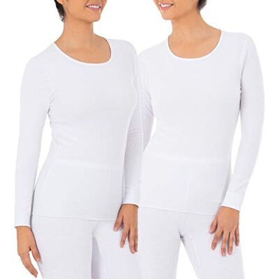 Fruit of the Loom Dam Micro Waffle Termisk Crew Top Pyjamas, Vit/vit, L Fruit of the Loom Dam Micro Waffle Termisk Crew Top Pyjamas, Vit/vit, L