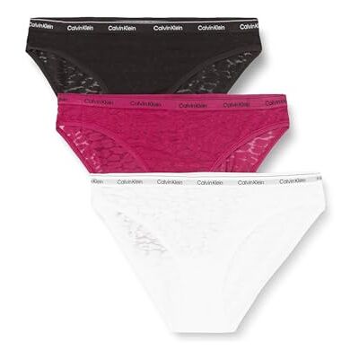 Calvin dampaket 3 bikinitrosor med spets, Flerfärgad (lila dryck/vit/svart), XL Calvin dampaket 3 bikinitrosor med spets, Flerfärgad (lila dryck/vit/svart), XL
