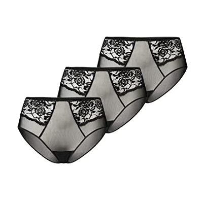 Teyli Damtrosor midjetrosa hög midja mesh med spets vida 3-pack, svart, M Teyli Damtrosor midjetrosa hög midja mesh med spets vida 3-pack, svart, M
