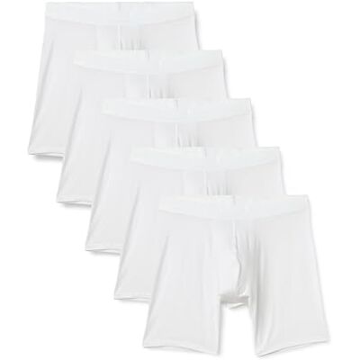 Amazon Essentials herr supermjuk modal boxershorts med längre längd, paket med 5, Vitt, XS Amazon Essentials herr supermjuk modal boxershorts med längre längd, paket med 5, Vitt, XS