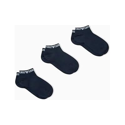 Giorgio Armani Utökad logotyp för män 3-pack strumpor blå S/M Giorgio Armani Utökad logotyp för män 3-pack strumpor blå S/M