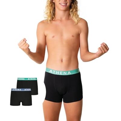 Athena 2-pack Easy Color boxershorts för pojkar – mjuk och stretchig – stretchbomull – Oeko-TEX® Standard 100, svart, 14 �r Athena 2-pack Easy Color boxershorts för pojkar – mjuk och stretchig – stretchbomull – Oeko-TEX® Standard 100, svart, 14 �r
