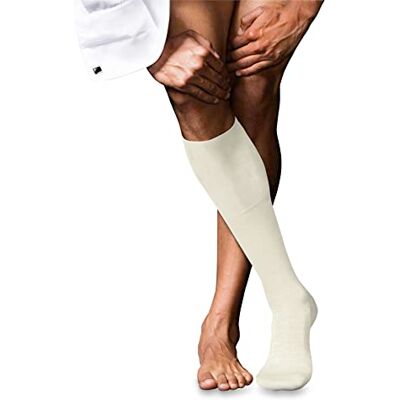 FALKE herr nr. 6 knästrumpor ventilerande klimatreglerande lukthämmande ull silke hög kvalitet elegant förstärkta herrstrumpor platt söm tryckfri fotspets fin business 1 par, Vit (Woolwhite 2060), FALKE herr nr. 6 knästrumpor ventilerande klimatreglerande lukthämmande ull silke hög kvalitet elegant förstärkta herrstrumpor platt söm tryckfri fotspets fin business 1 par, Vit (Woolwhite 2060),