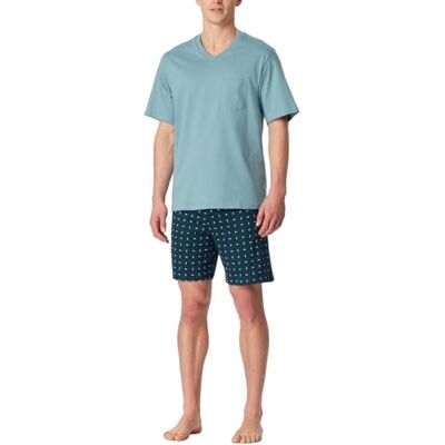 Schiesser Herrpyjamas kort V-ringad – nattkläder set, Mint, 48 Schiesser Herrpyjamas kort V-ringad – nattkläder set, Mint, 48