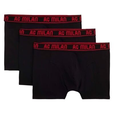 A.C. Milan WHITELISTED Boxers herrkalsonger med logotyp i bomull, officiell produkt, 3-pack, vuxna, Svart, L A.C. Milan WHITELISTED Boxers herrkalsonger med logotyp i bomull, officiell produkt, 3-pack, vuxna, Svart, L