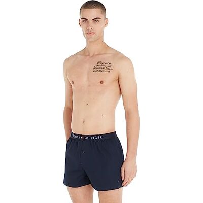 Tommy Hilfiger herr bomullsvävd boxerikon, Blå (marinblå kavajer), XL Tommy Hilfiger herr bomullsvävd boxerikon, Blå (marinblå kavajer), XL