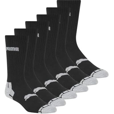 PUMA mens Men s 6 Pack Crew Socks, Black/Grey, 10 13 US PUMA mens Men s 6 Pack Crew Socks, Black/Grey, 10 13 US