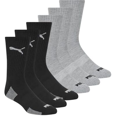 PUMA 6-pack crew-strumpor för män, Svart/grå kombo, 47-49 EU PUMA 6-pack crew-strumpor för män, Svart/grå kombo, 47-49 EU