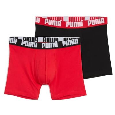 PUMA Män Män Everyday Basic Boxers underkläder (2-pack), Röd/svart – ny, S PUMA Män Män Everyday Basic Boxers underkläder (2-pack), Röd/svart – ny, S