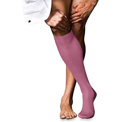 FALKE Herr nr. 10 lätta glansiga bomull ventilerande långa strumpor förstärkta platta tåsömmar med fina ribbade tår eleganta enfärgade för kläder och arbete 1 par, Rojo (rosa 8680), 41/42 EU FALKE Herr nr. 10 lätta glansiga bomull ventilerande långa strumpor förstärkta platta tåsömmar med fina ribbade tår eleganta enfärgade för kläder och arbete 1 par, Rojo (rosa 8680), 41/42 EU