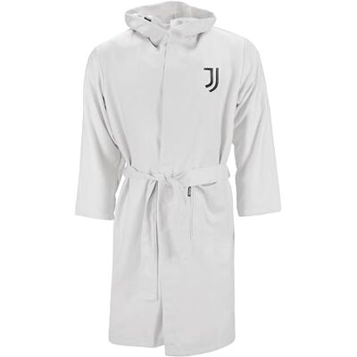 JUVENTUS FC, enfärgad mikrofiber morgonrock, vit, platsbesparande, storlek M, officiell produkt JUVENTUS FC, enfärgad mikrofiber morgonrock, vit, platsbesparande, storlek M, officiell produkt