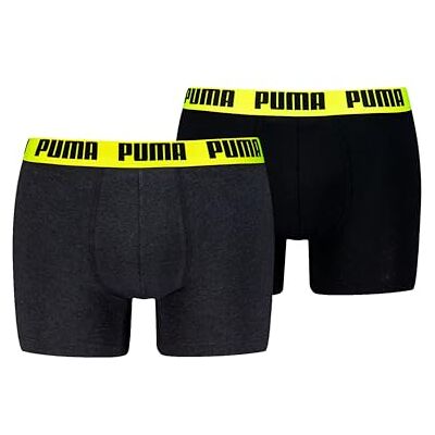 PUMA Boxershorts för män, shorts, kalsonger, komfort, stretch, 10-pack, -010 Mörkgrå melange/gul, XL PUMA Boxershorts för män, shorts, kalsonger, komfort, stretch, 10-pack, -010 Mörkgrå melange/gul, XL