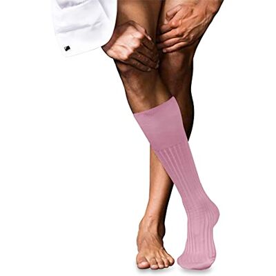 FALKE herr nr. 13 knästrumpor ventilerande bomull hög kvalitet silkeslen glans eleganta förstärkta herrstrumpor platt söm tryckfri fotspets fint ribbad enfärgad business 1 par, Rosa (ljusrosa 8276), FALKE herr nr. 13 knästrumpor ventilerande bomull hög kvalitet silkeslen glans eleganta förstärkta herrstrumpor platt söm tryckfri fotspets fint ribbad enfärgad business 1 par, Rosa (ljusrosa 8276),