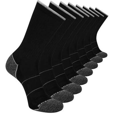 Skechers herr 8-pack arbetssamling crew-strumpor, utökad kudde och nätventilation, svart, 10-13 Skechers herr 8-pack arbetssamling crew-strumpor, utökad kudde och nätventilation, svart, 10-13