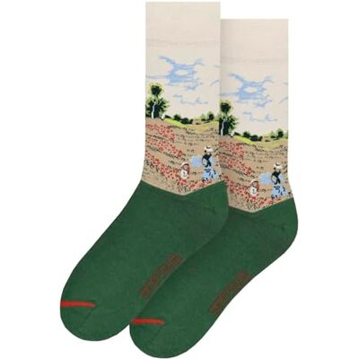 MuseARTa strumpor av bomull med målningen Poppy Field near Argenteuil av konstnären Claude Monet i storlek 36–40, CM-PA-06-36-40, Beige, 36-40 MuseARTa strumpor av bomull med målningen Poppy Field near Argenteuil av konstnären Claude Monet i storlek 36–40, CM-PA-06-36-40, Beige, 36-40
