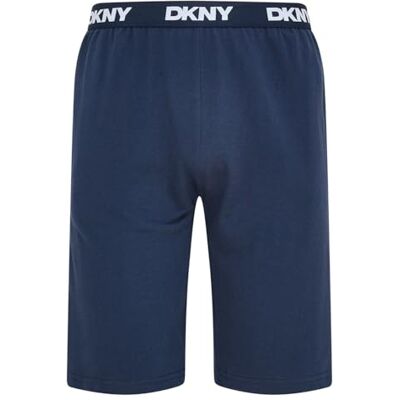DKNY Loungeshorts för män i marinblått, designer myskläder med märkesmidjeband 100% bomull, mjuk och bekväm pyjamas joggingbyxor, Marinblått Xsp, L DKNY Loungeshorts för män i marinblått, designer myskläder med märkesmidjeband 100% bomull, mjuk och bekväm pyjamas joggingbyxor, Marinblått Xsp, L