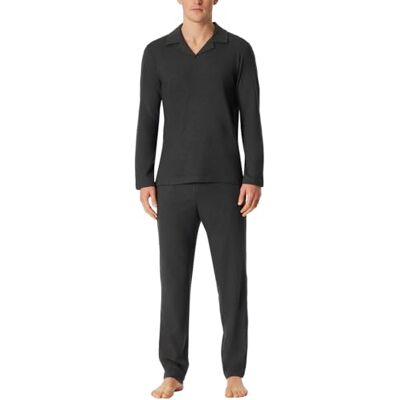 Schiesser Herrpyjamas lång med krage polotröja Interlock-utvalda premium varm pyjamas-set, mörkgrå Mel_182031, 58, Mörkgråmel._182031, 58 Schiesser Herrpyjamas lång med krage polotröja Interlock-utvalda premium varm pyjamas-set, mörkgrå Mel_182031, 58, Mörkgråmel._182031, 58