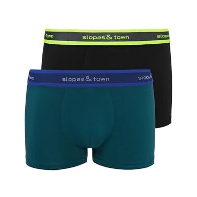 Slopes&Town Slopes and Town bambu boxershorts, grön/svart (2-pack), Grön svart, S Slopes&Town Slopes and Town bambu boxershorts, grön/svart (2-pack), Grön svart, S
