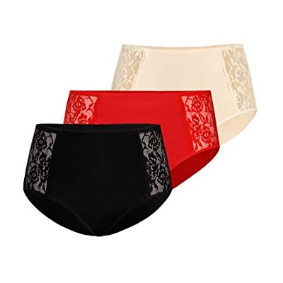 Teyli Damtrosor 3-pack bomull – bikinis och midjetrosor för kvinnor – trosor i bomull för kvinnor – damtrosor dekorerade med spets, Svart, röd, beige, XL plus size Teyli Damtrosor 3-pack bomull – bikinis och midjetrosor för kvinnor – trosor i bomull för kvinnor – damtrosor dekorerade med spets, Svart, röd, beige, XL plus size