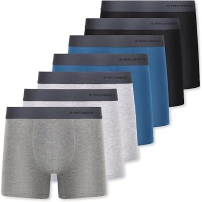 FM London 7-pack boxershorts för män, utan etiketter, rika herrkalsonger i bomull, andningsbara boxershorts för män, mjuka och elastiska, Flerfärgad, XL FM London 7-pack boxershorts för män, utan etiketter, rika herrkalsonger i bomull, andningsbara boxershorts för män, mjuka och elastiska, Flerfärgad, XL