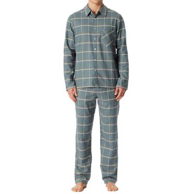Schiesser Herrpyjamas lång med knappslå flanell-nattkläder set pyjamas-set, Mineral_182029, 50 Schiesser Herrpyjamas lång med knappslå flanell-nattkläder set pyjamas-set, Mineral_182029, 50