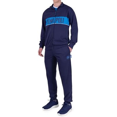 hermet SSC Neapel Homewear French Terry pyjamas med dragkedja, bomullsblandning, blå med Neapel-logotyp, storlek L, officiell produkt, Blå, L hermet SSC Neapel Homewear French Terry pyjamas med dragkedja, bomullsblandning, blå med Neapel-logotyp, storlek L, officiell produkt, Blå, L