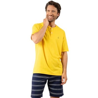 EMINENCE Nautisk, kort pyjamas, herrnatt, gul/marinblå, XL EMINENCE Nautisk, kort pyjamas, herrnatt, gul/marinblå, XL