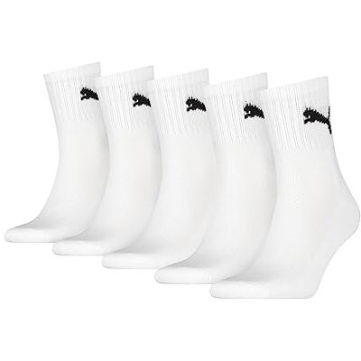 PUMA Unisex Strumpor, Vit, 47/49 EU, Paket med 5 PUMA Unisex Strumpor, Vit, 47/49 EU, Paket med 5