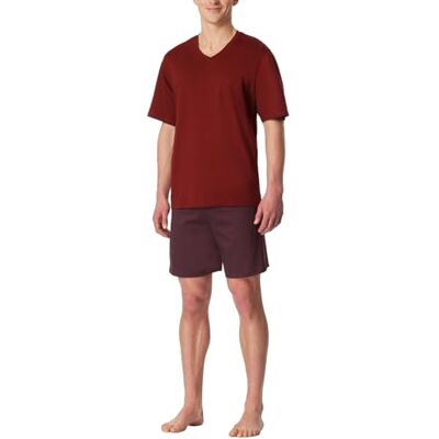 Schiesser Herrpyjamas kort V-ringad – nattkläder set, röd, 54 Schiesser Herrpyjamas kort V-ringad – nattkläder set, röd, 54